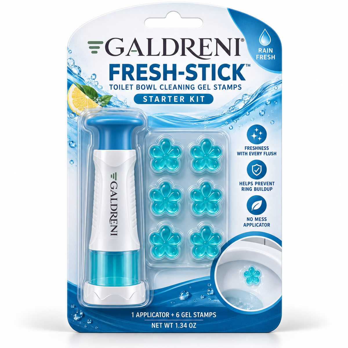 Galdreni Fresh-Stick Toilet Bowl Cleaning Gel Stamps Starter Kit