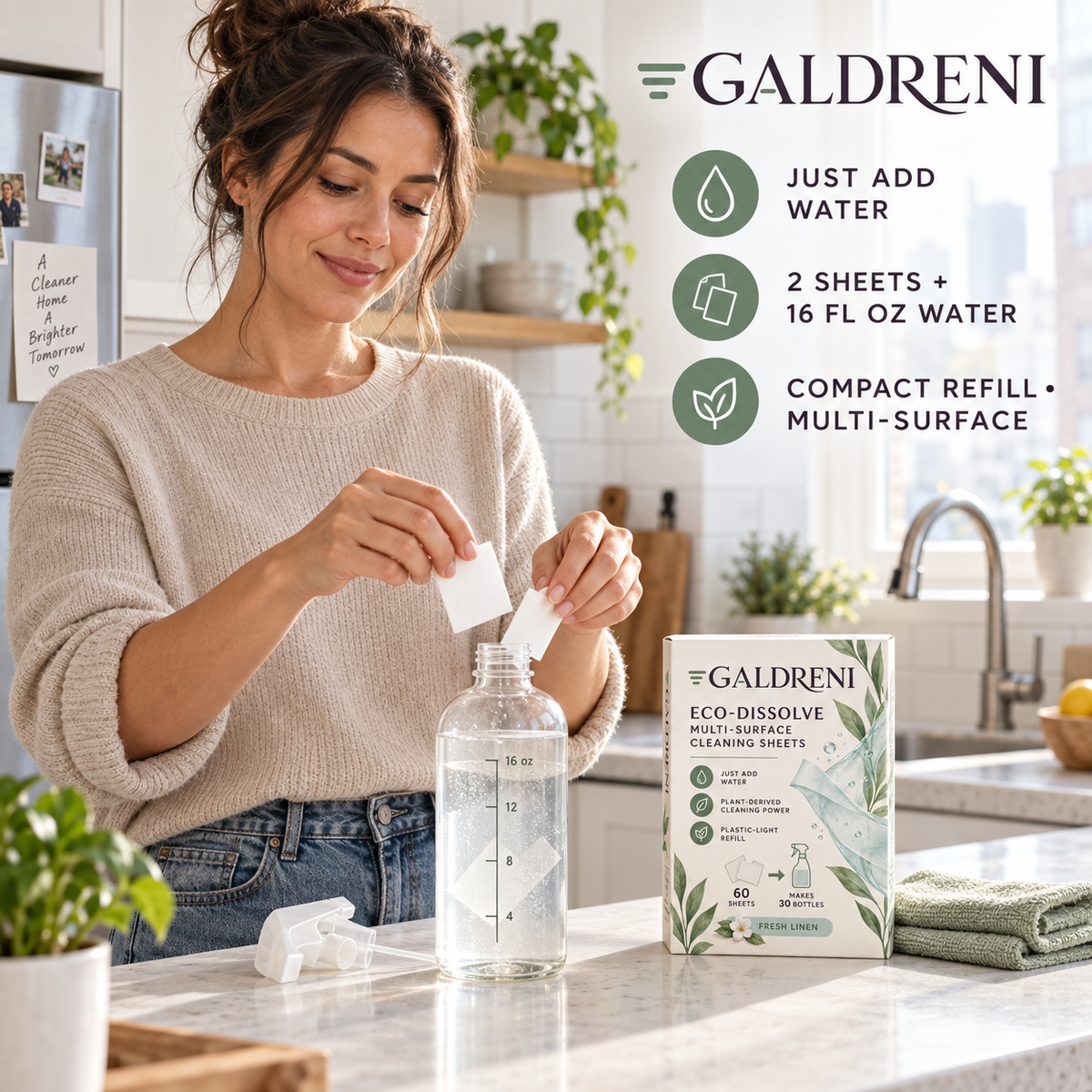 Galdreni Eco-Dissolve Multi-Surface Cleaning Sheets