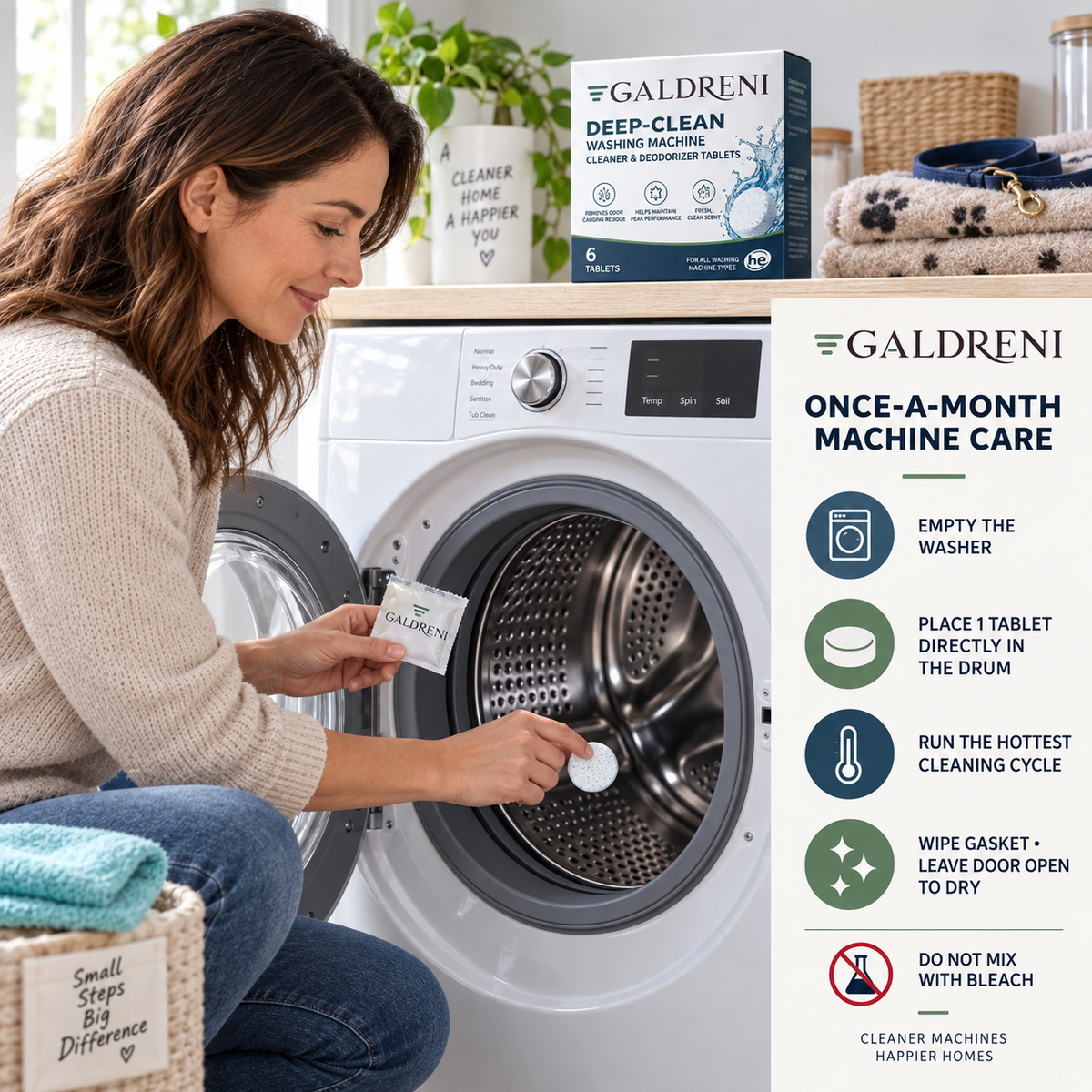 Galdreni Deep-Clean Washing Machine Cleaner & Deodorizer Tablets