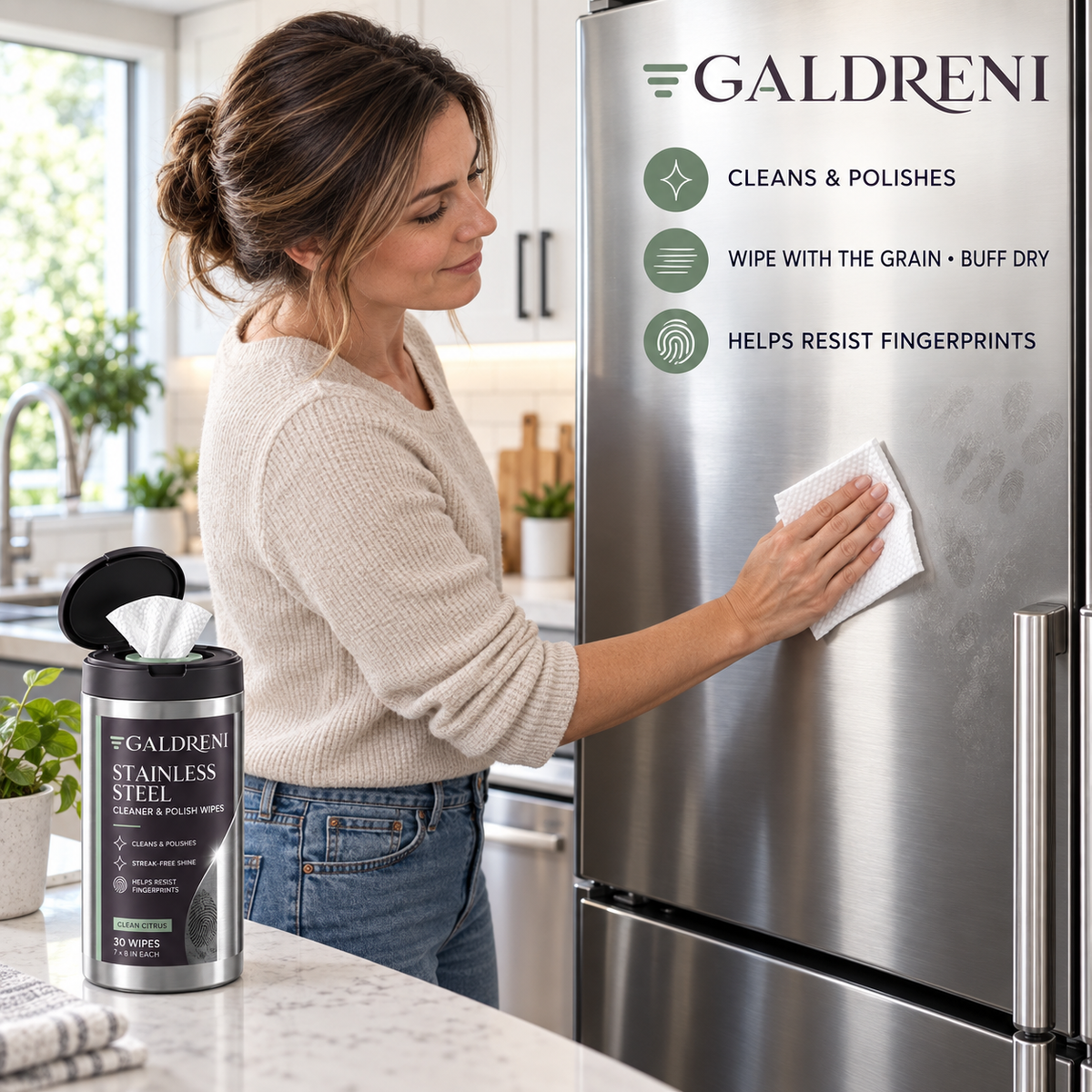 Galdreni Stainless Steel Cleaner & Polish Wipes