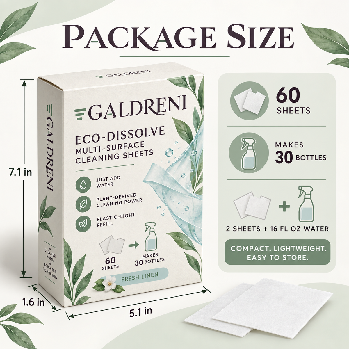 Galdreni Eco-Dissolve Multi-Surface Cleaning Sheets