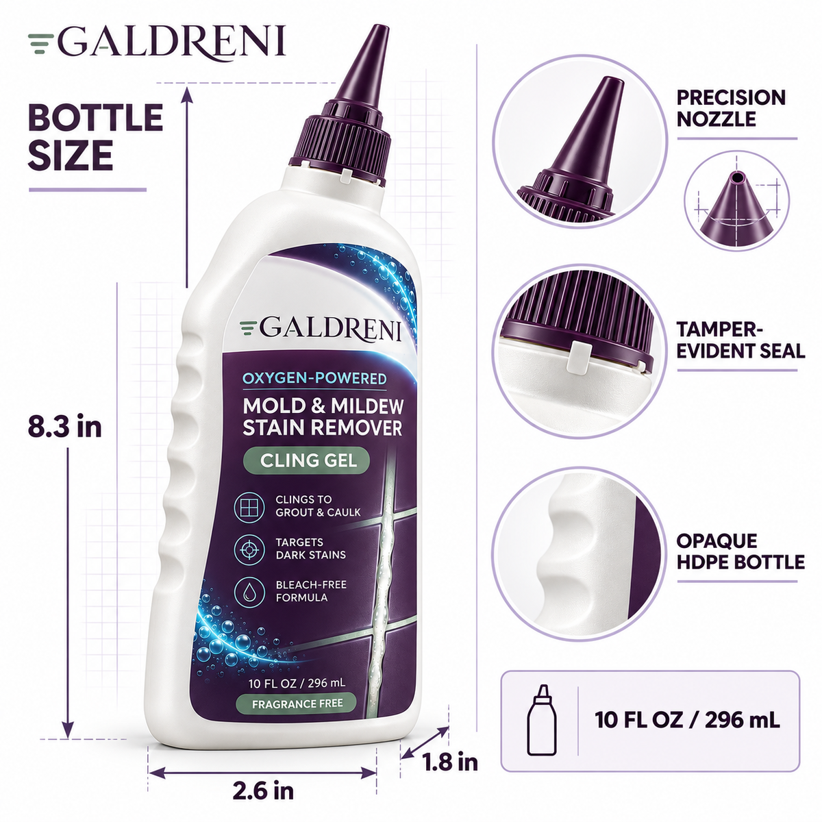 Galdreni Oxygen-Powered Mold & Mildew Stain Remover Cling Gel