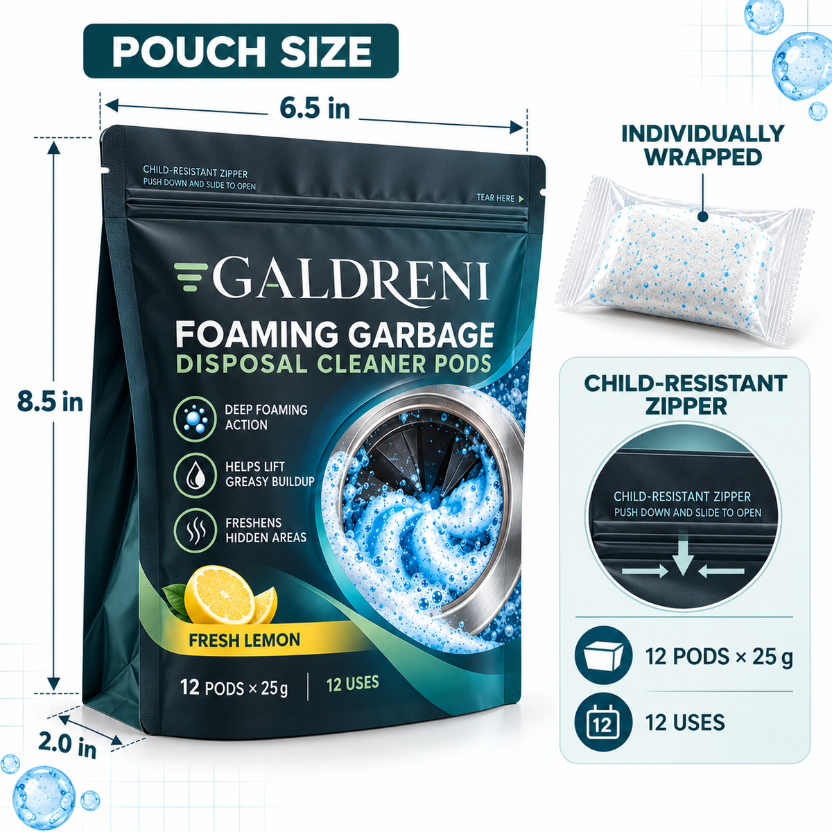 Galdreni Foaming Garbage Disposal Cleaner Pods