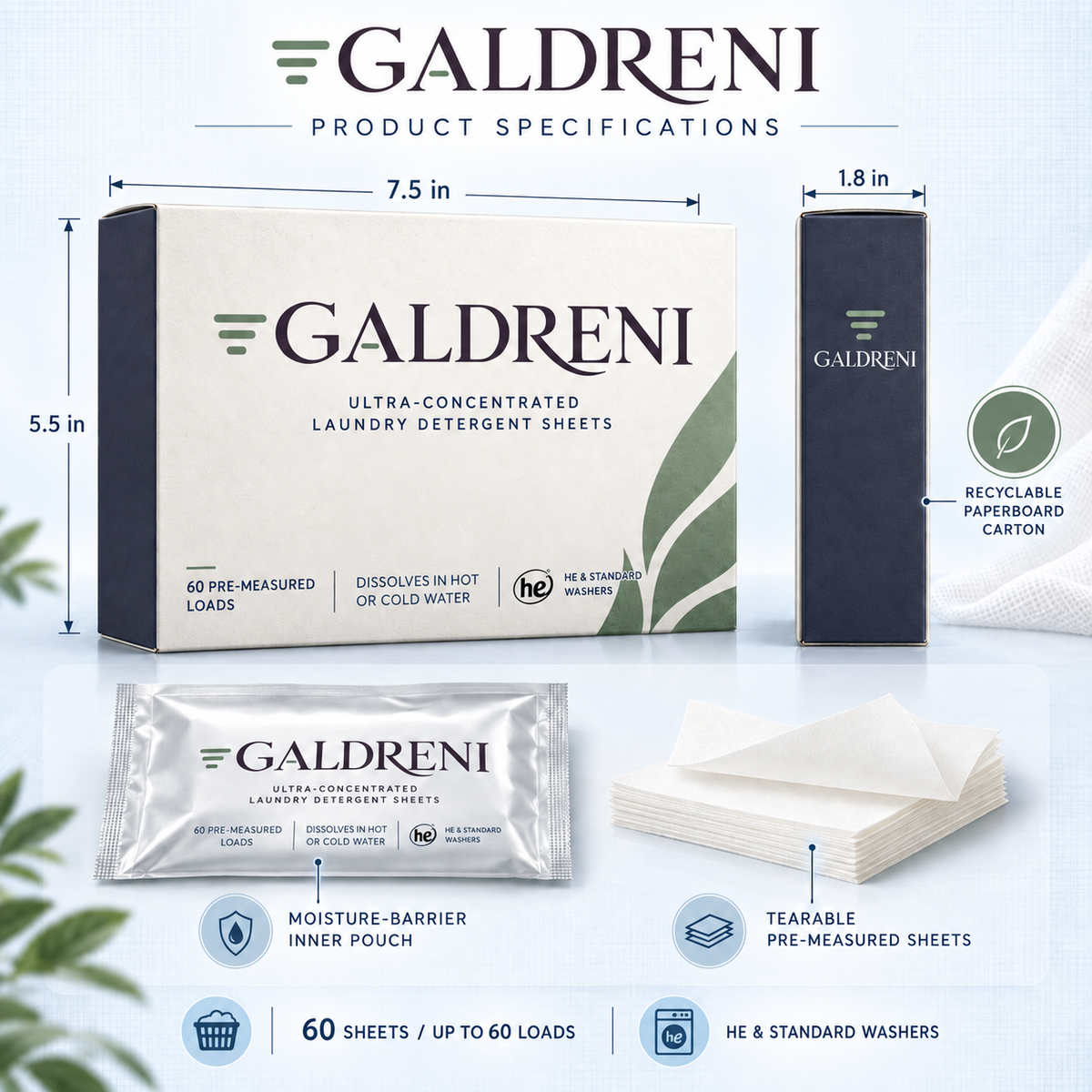 Galdreni Ultra-Concentrated Laundry Detergent Sheets