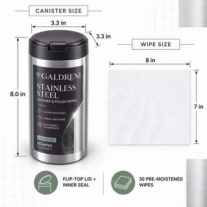Galdreni Stainless Steel Cleaner & Polish Wipes