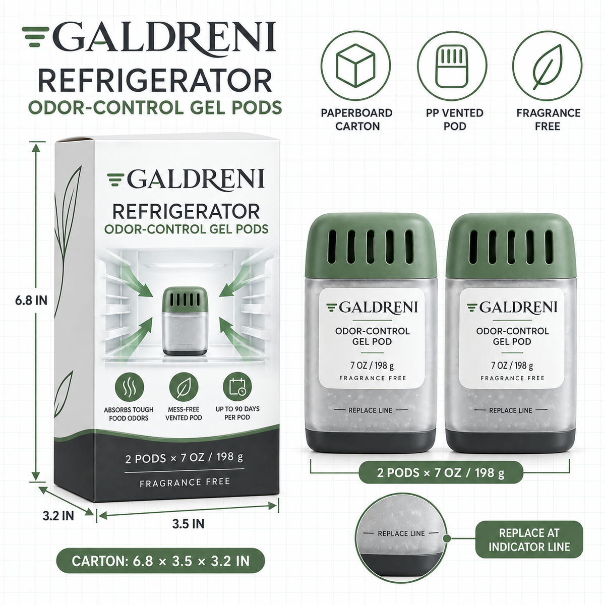 Galdreni Refrigerator Odor-Control Gel Pods