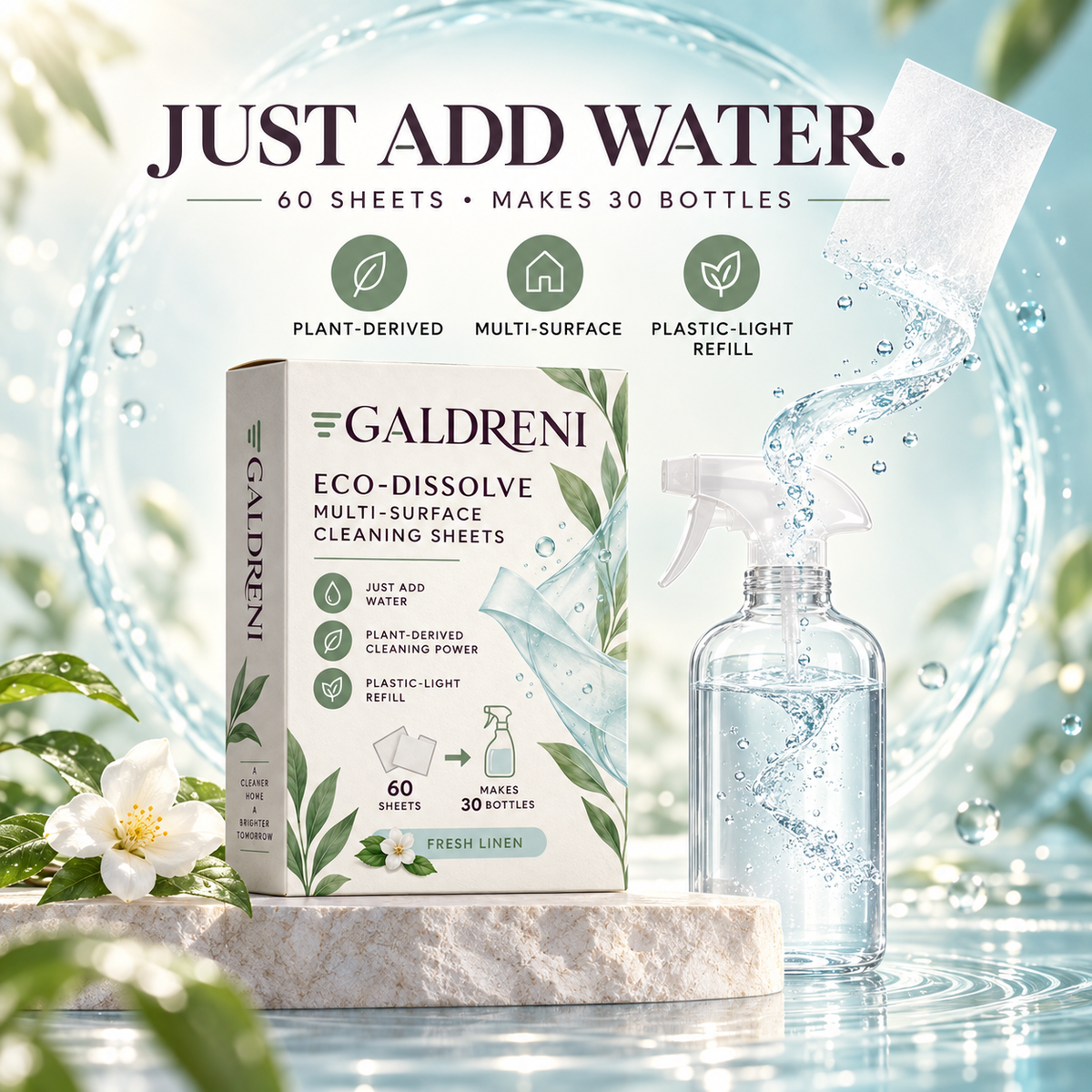 Galdreni Eco-Dissolve Multi-Surface Cleaning Sheets