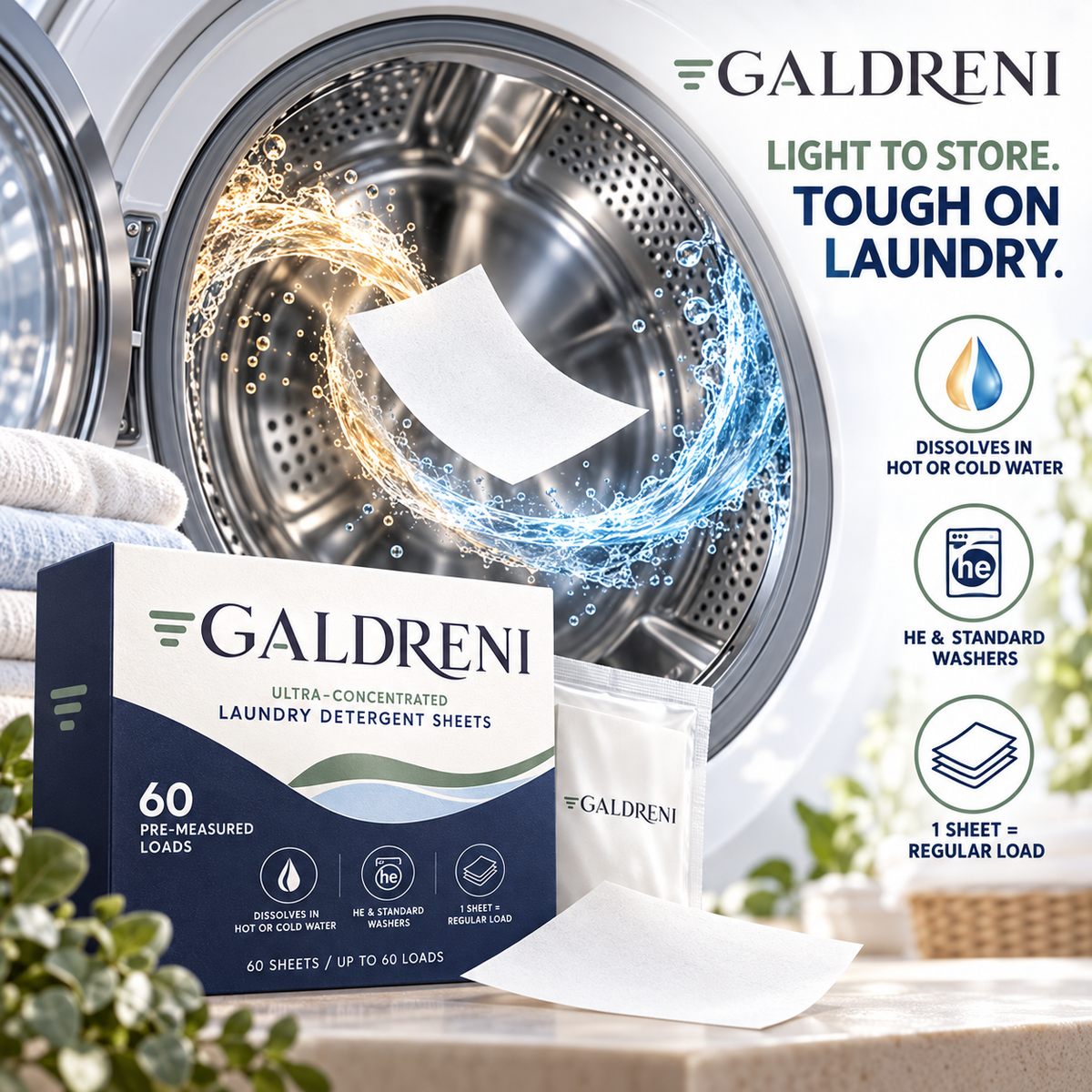 Galdreni Ultra-Concentrated Laundry Detergent Sheets